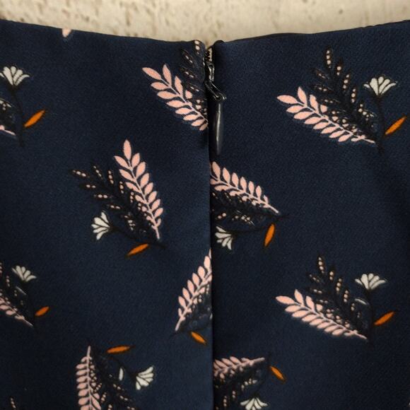 LOFT Navy Blue Botanical-Print V-Neck Short Sleeve A-Line Dress Plus Size 22 - Picture 8 of 12